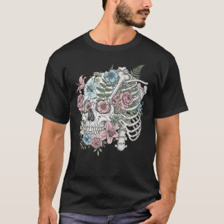 Camiseta Vintage, anatomia médica, flor do crânio