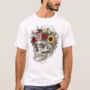 Camiseta Vintage, anatomia médica, flor do crânio
