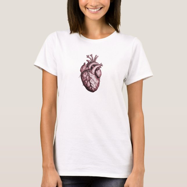 Camiseta Vintage anatomical illustration of the human heart (Frente)