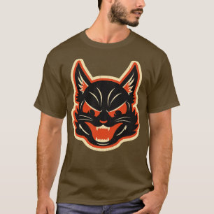 Camiseta Vintage Angry Halloween Versão Do Cat