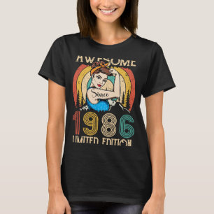Camiseta Vintage aniversário de 1986 para mulheres com 36 a