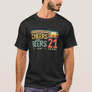 Camiseta Vintage aniversário de 21 anos Cheers E Beers A 21