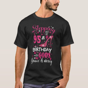 Camiseta Vintage Aniversário De 95 Anos Mãe Avó Feliz Bi