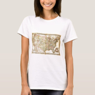 Camiseta Vintage Antigo mapa geral dos EUA