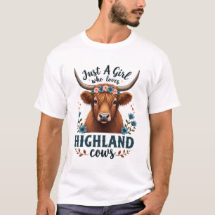 Camiseta Vintage Apenas Uma Garota Que Ama Vacas das Terras