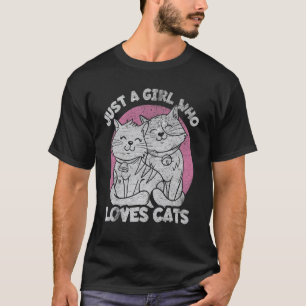 Camiseta Vintage Apenas Uma Menina Que Ama Gatos Bonitos