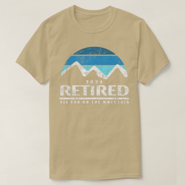 Camiseta Vintage, Aposentado 2021, Ski Mountain Quote, Cota (Frente do Design)