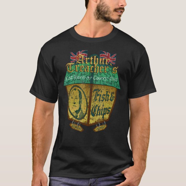 Camiseta Vintage Arthur Treacheru2019s Fish & Chips 1969 Te (Frente)