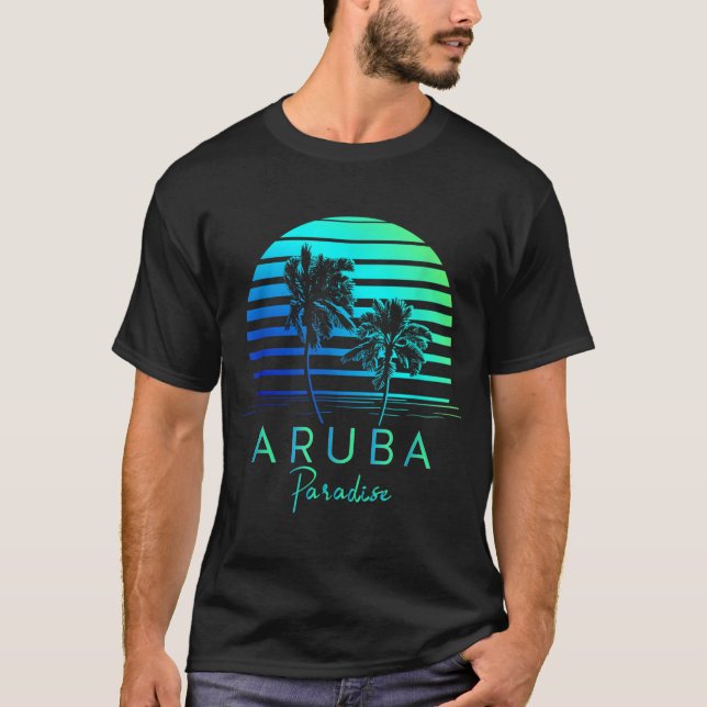 Camiseta Vintage Aruba Beach Tropical Vibes Vacage Souven (Frente)