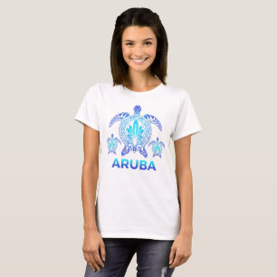 Camiseta Vintage Aruba Ocean Blue Sea Turtle Souvenirs