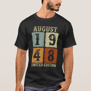 Camiseta Vintage August 1948 74º aniversário 74 anos Homens
