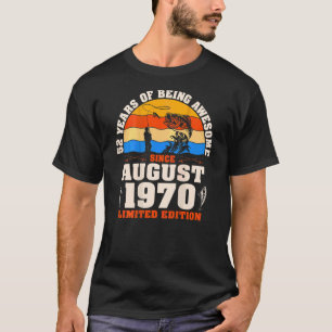 Camiseta Vintage August 1970 52 anos Pesca 52.o Nascimento