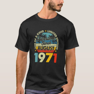 Camiseta Vintage August 1971 50 Anos Antiga Retro 50º Nasc