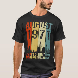 Camiseta Vintage August 1971 52 Anos 52 Anos Aniversário