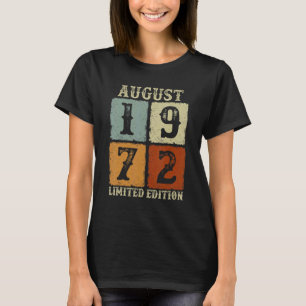 Camiseta Vintage August 1972 50º aniversário 50 anos Homens
