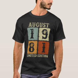 Camiseta Vintage August 1981 41ruas Aniversário 41 Anos Hom
