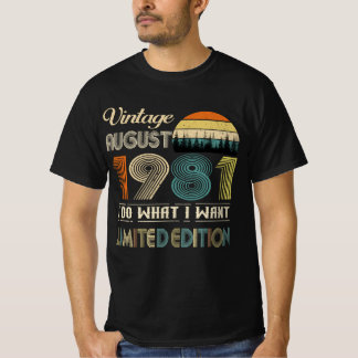 Camiseta Vintage August 1981 - Camisa-T - Estilo Retro Aniv