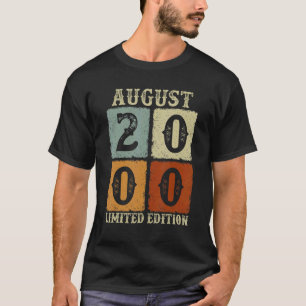 Camiseta Vintage August 2000 22nd Birthday 22 Year Old Men