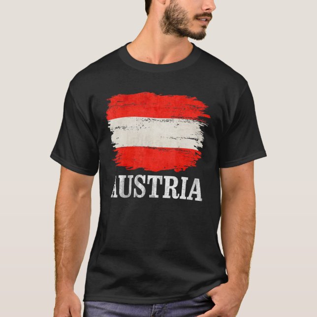 Camiseta Vintage Austria Flag Para Austríaco (Frente)