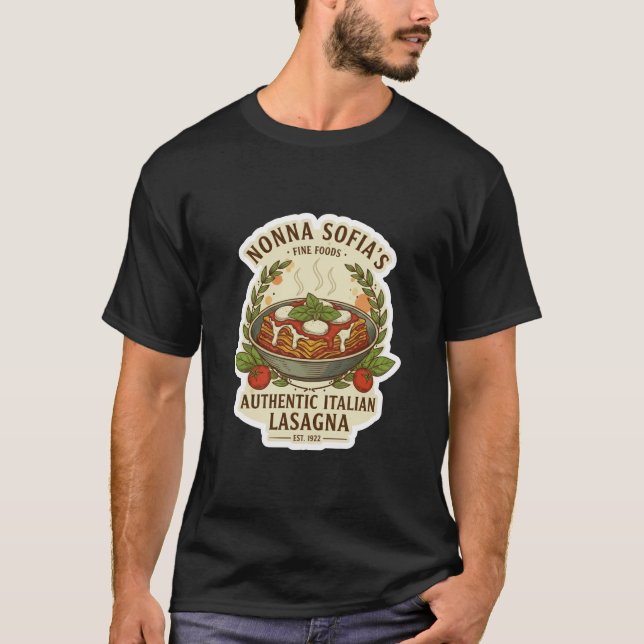 Camiseta Vintage Authentic Italian Lasagna Label (Frente)