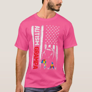 Camiseta Vintage Autism Grampa Bear American Flag Consciênc