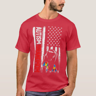 Camiseta Vintage Autism Grandmom Bear American Flag Awarene