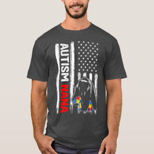 Camiseta Vintage Autism Nana Bear American Flag Sensibiliza