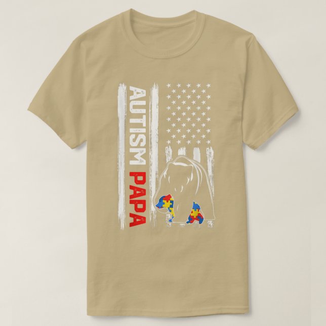 Camiseta Vintage Autism Papa Urso Sinal Americano Sensibili (Frente do Design)