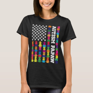 Camiseta Vintage Autism Papaw Quebra-cabeça Americano Patri