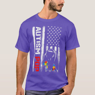 Camiseta Vintage Autism Pop Bear American Flag Awarting Fa