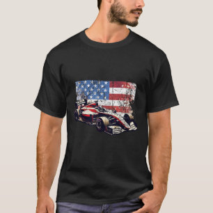 Camiseta Vintage Auto Racing Carro American Flag 4 De Julho