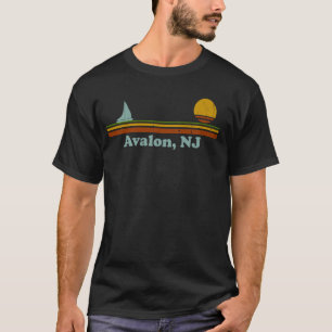 Camiseta Vintage Avalon, NJ Sunset Retro - Sailboat Sunrise