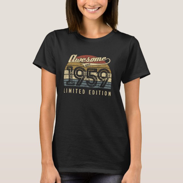 Camiseta Vintage Awesome Since 1959 Limited Edition - 66th  (Frente)