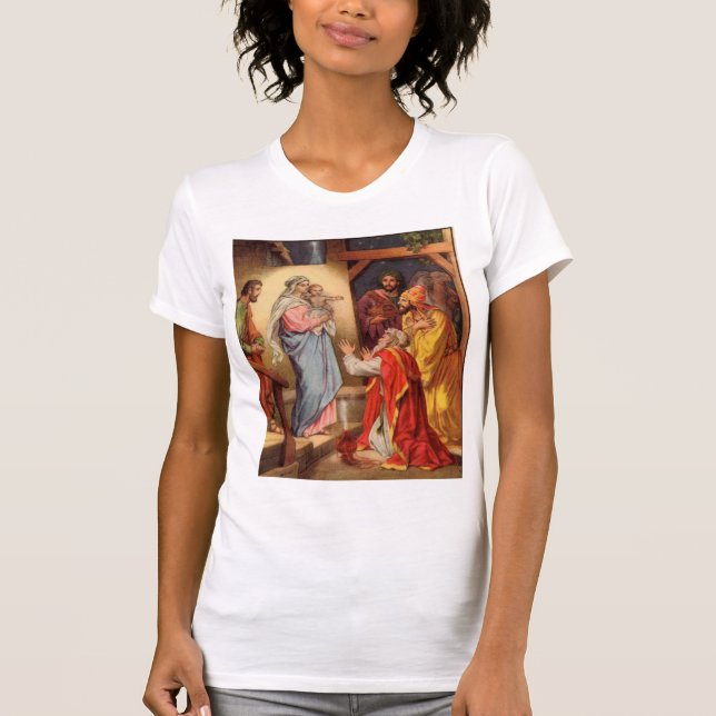 Camiseta Vintage Baby Jesus e os 3 Reis (Frente)