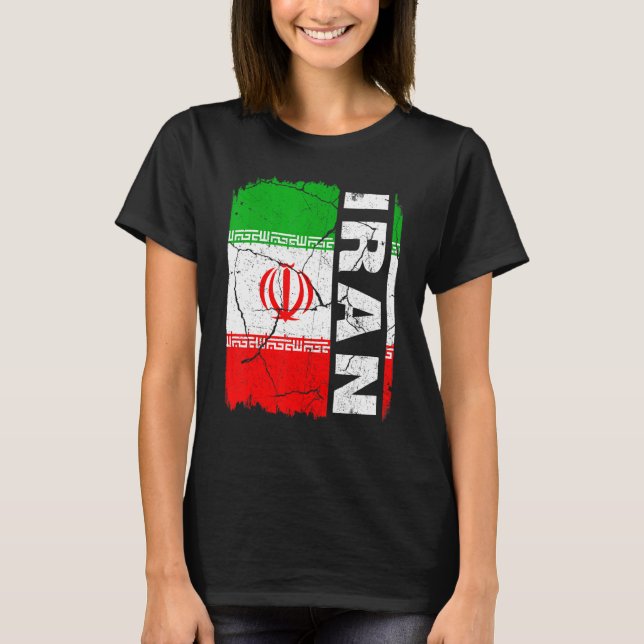 Camiseta Vintage, Bandeira Iraniana, Orgulho Raiz Herança (Frente)