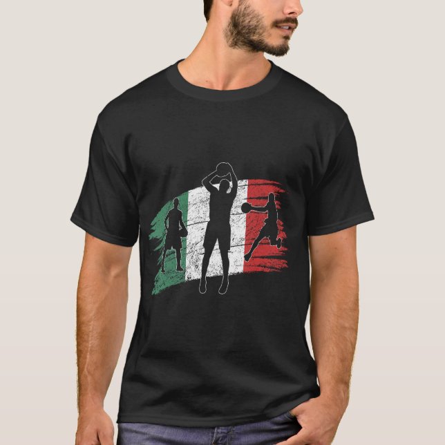 Camiseta Vintage, Bandeira italiana, Basquete (Frente)