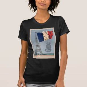 Camiseta Vintage Bandeira Nacional Francesa e Torre Eiffel