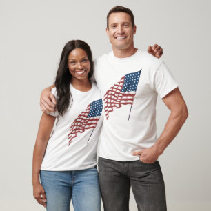 Camiseta Vintage Bandeira Patriótica Americana Acenando no