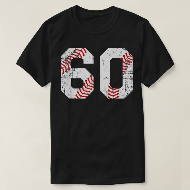 Camiseta Vintage Baseball 60 Jersey Number (Frente do Design)