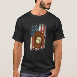 Camiseta Vintage Baseball Catcher American Flag Usa Patriot