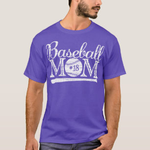 Camiseta Vintage Baseball Mãe 18 Jogador Favorito Maior Fa