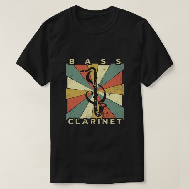 Camiseta Vintage Bass Clarinet Player Music Retro Gift (Frente do Design)