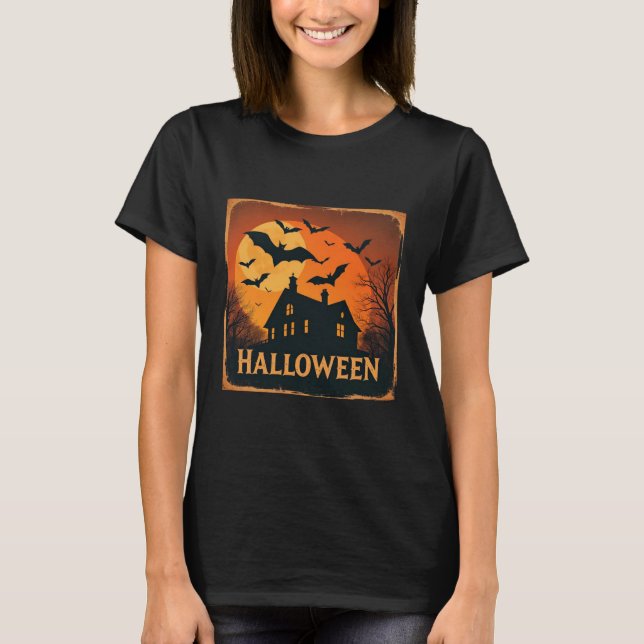 Camiseta Vintage Bats Halloween Poster 🦇 🧡 (Frente)