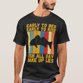 Camiseta Vintage Bed Cedo Ascensão Engraçado Striper Fishi