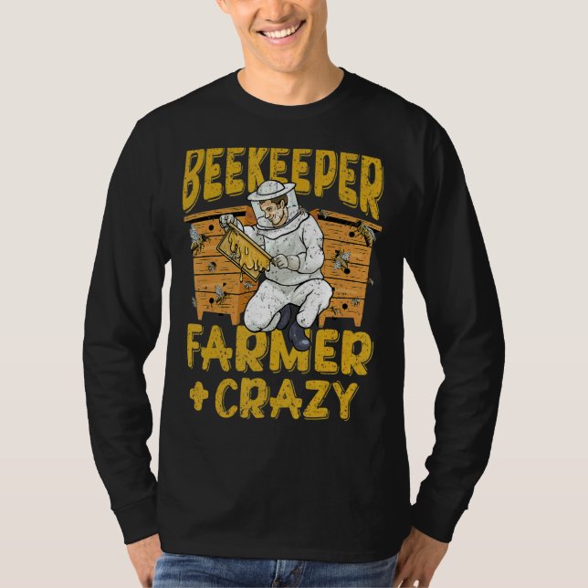 Camiseta Vintage Beekeeper Farmer Crazy Dizendo (Frente)