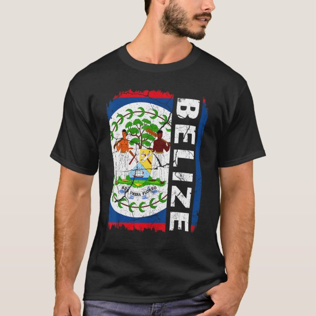 Camiseta Vintage Belizean Flag Belize Pride Raízes Herança (Frente)