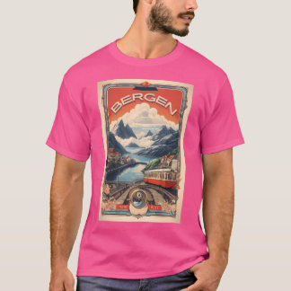 Camiseta Vintage Bergen Poster Captivating Norueguês Beauty