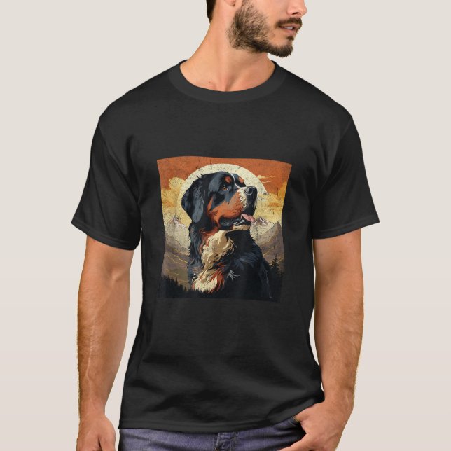 Camiseta Vintage Bernese Mountain Dog Distressed Mountain S (Frente)