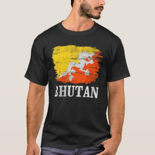 Camiseta Vintage Bhutan Flag Para Butão