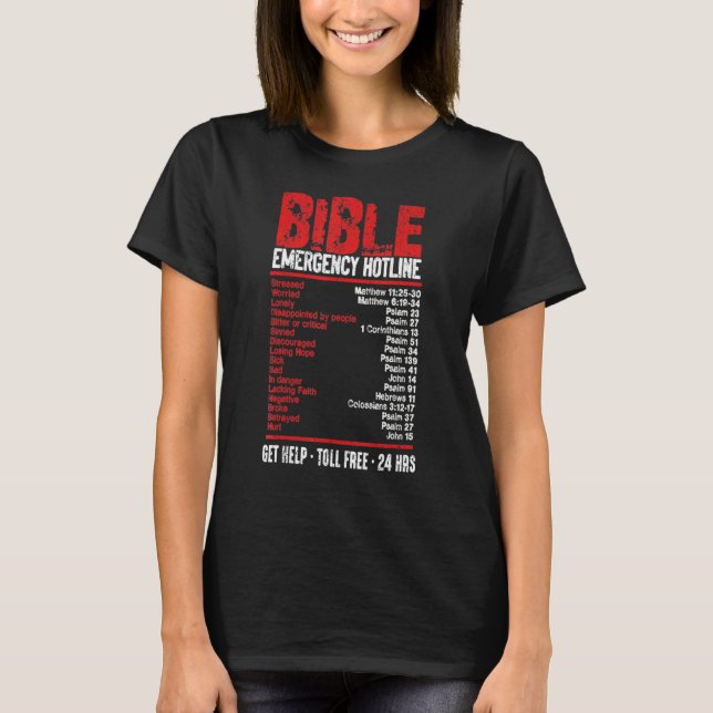 Camiseta Vintage Bible Emergency Numbers  Hotline Verses (Frente)